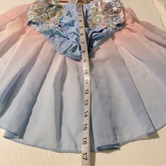 Glamour solo dance costume 2 piece blue pink embellished EUC LC child - Picture 13 of 14
